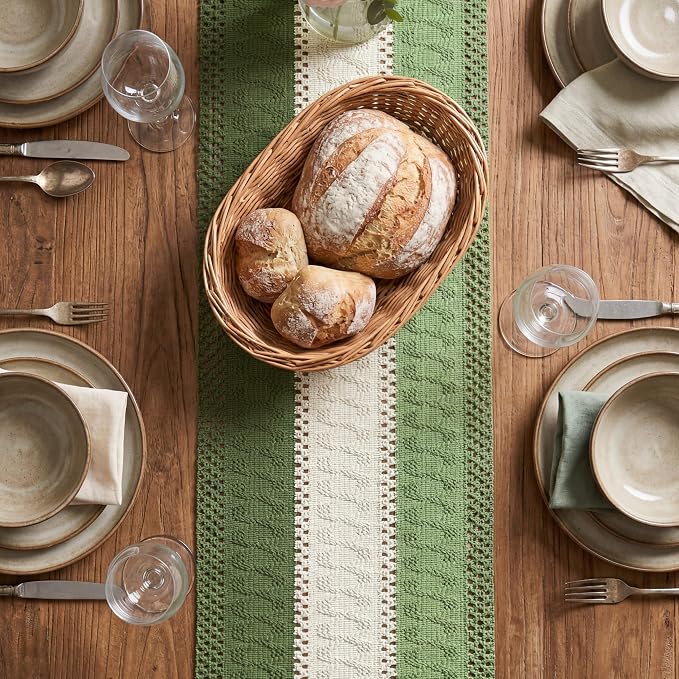 Artoid Mode Sage Beige Green Farmhouse Rustic Table Runner 12x90 Inch | Holiday - Image 2