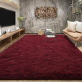 Tepook Fluffy Burgundy Rugs for Living Room, 8x10 Dark Red Area Rug for Bedroom by Tepook