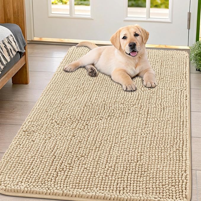 Smiry Dog Door Mat for Muddy Paws 47x32, Absorbent Dirt Trapper, Non-Slip by Smiry