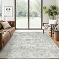 Soalmost 5x7 Area Rugs Grey Low Pile Indoor Washable Trendy Faded Style Floral by Soalmost