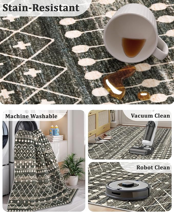 Miukiki 2x10 Runner Rug Moroccan Washable Hallway Runner Rug Non Slip Indoor - Image 4