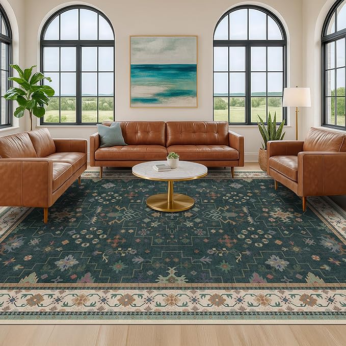 Hazo Haus Dark Green Oushak Living Room Rug 10x12 - Image 4