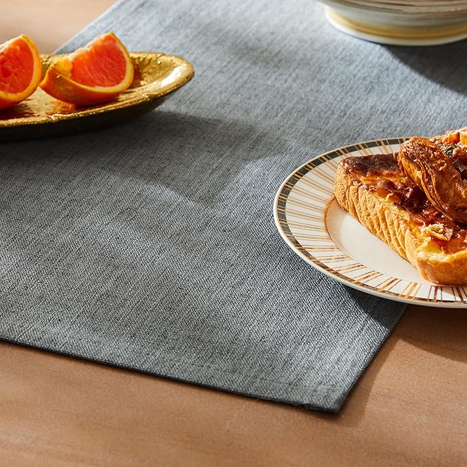 Rustic Cotton Linen Table Runner, 13x90 Inches Dark Grey | Farmhouse Style by ZEEMARTONLINE