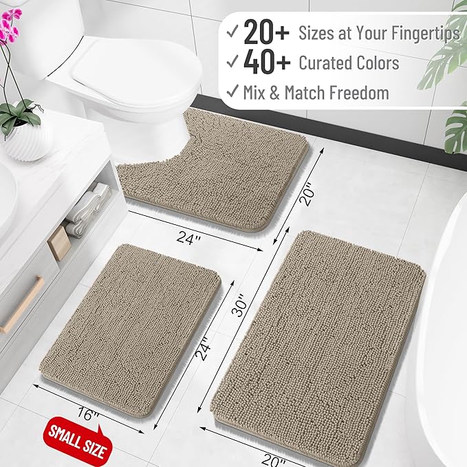 OLANLY Bathroom Runner Rugs 70x24, Soft Absorbent Chenille Bath Rugs, Rubber - Image 2