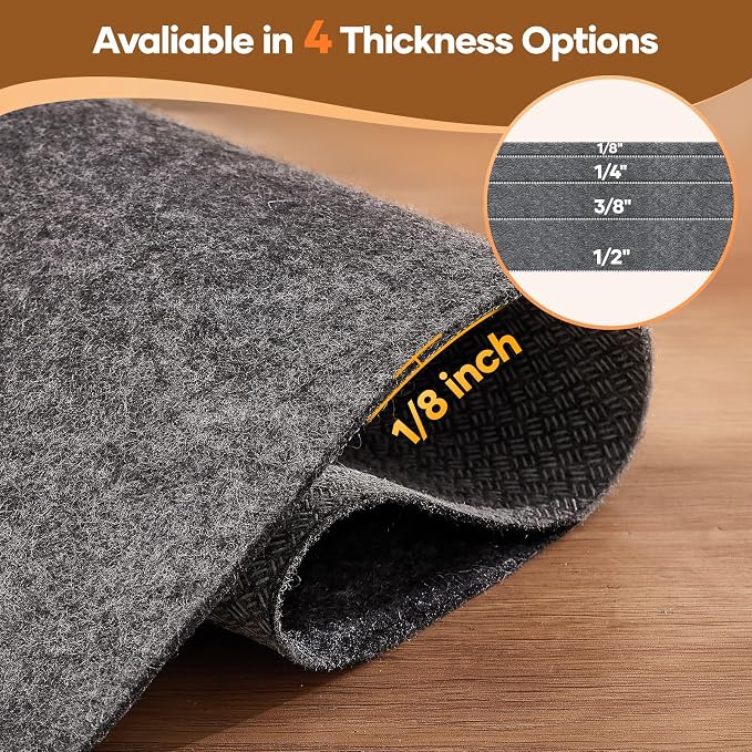 Veken 6 Ft Round Non Slip Cushioned Rug Pad Gripper, Felt and Silicone Backing - Image 4