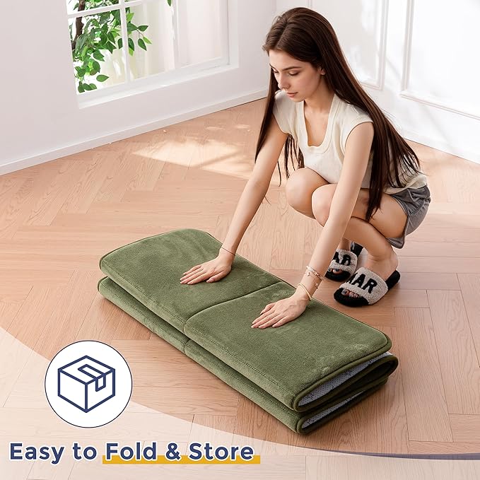 MAXYOYO 1.2" Thick Baby Play Mat for Floor, 36"x60" Foldable Playpen Mat, Tummy Time Foam Mats Ultra Soft Support, Padded Carpet with Non-Slip Backing for Infant,Kids and Toddler Crawling, Green