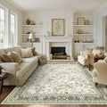 Taupe Boho Living Room Rug 5x8, Washable Low Pile Non Slip Area Rugs by BILEEHOME