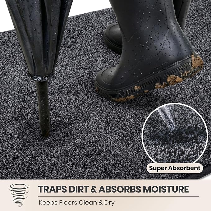 PURRUGS Dirt Trapping Door Mat 31.5" x 47", Non-Slip Machine Washable Entryway - Image 2