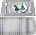 Placemats Set of 12, Vinyl Weave Silver Non Slip Table Mats | Heat Resistant by BxzanDya-LifeSmartMaker