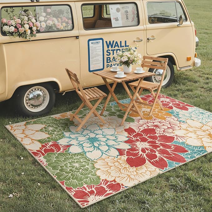 GENIMO Indoor Outdoor Area Rug 9'x12', Machine Washable Rugs - Image 3