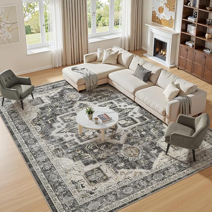 8x10 Area Rugs for Living Room, Washable Non Slip Vintage Distressed Stain - Image 5