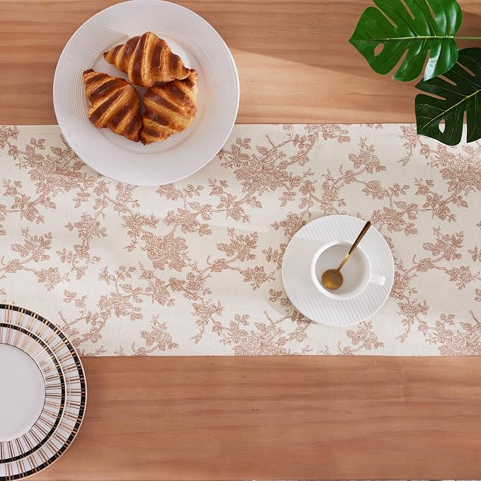 French Pastoral Farmhouse Table Runners, 13x108 Inch Red | 100% Organic Cotton - Image 4