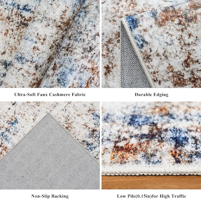 2x6 Washable Non-Slip Hallway Runner Rug – Modern Abstract Soft Carpet Runner - Image 4