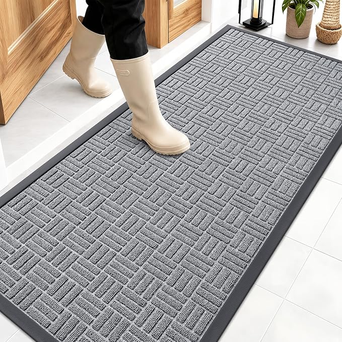 OLANLY Front Door Mat Outside Entrance 59x23, Heavy Duty Sturdy Natural Rubber by OLANLY