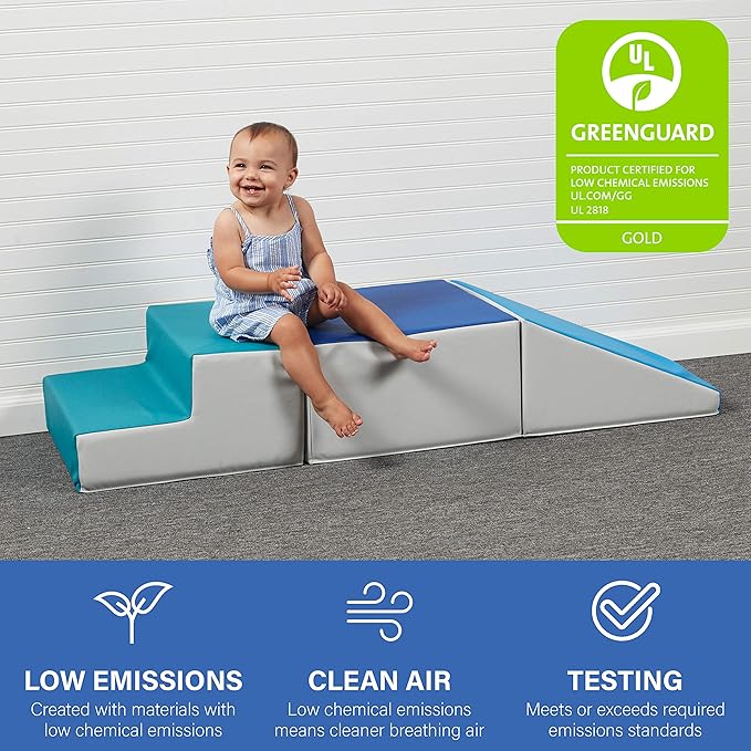 Factory Direct Partners 11618-GYLG SoftScape Toddler Playtime Climber, Indoor Active Play Structure (3-Piece Set) - Gray/Light Gray