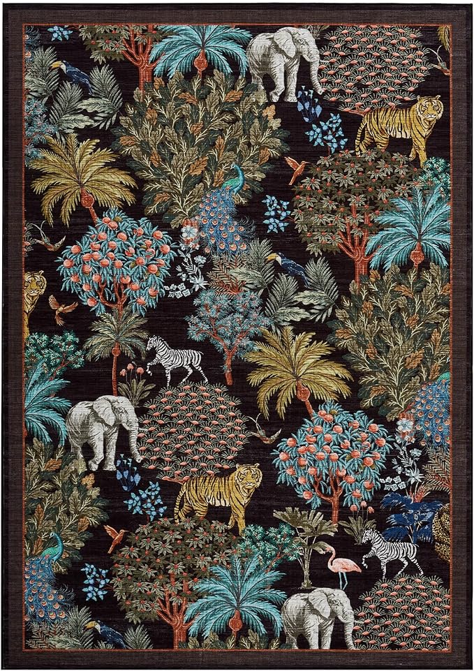 GarveeHome Jungle Animal Print Rug 5x7 Washable Area Rugs - Image 4