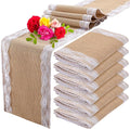 Tatuo 12 Pcs Lace Burlap Table Runner 12'' x 72'' Rustic Jute Hessian Farmhouse by Tatuo