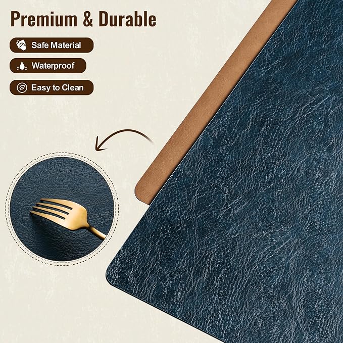 Placemats Set of 4, DOLOPL Reversible Dual-Color Faux Leather Place Mats - Image 8