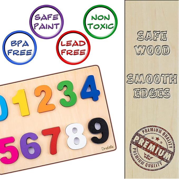Magnetic Wooden Educational Number Puzzle - Learn Numbers & Color Recognition Toy – Toddler Preschool Game – Kids Montessori Education