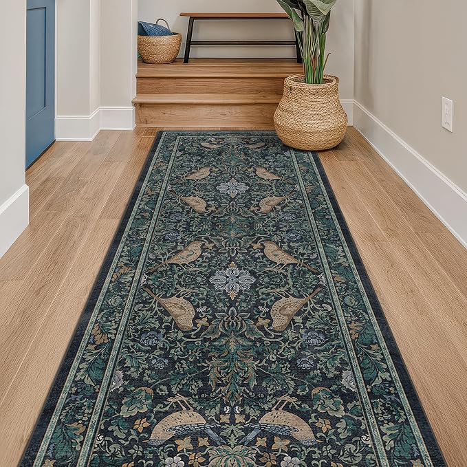 Hazo Haus Blue Boho 2'6"x10' Long Hallway Runner Rug by HazoHaus