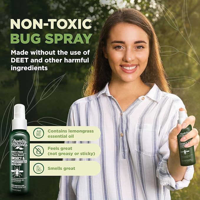 Insect & Mosquito Repellent, DEET-Free Naturally Derived Formula, Kid and Pet Friendly, Made in The USA, 4 Ounce Spray Bottle
