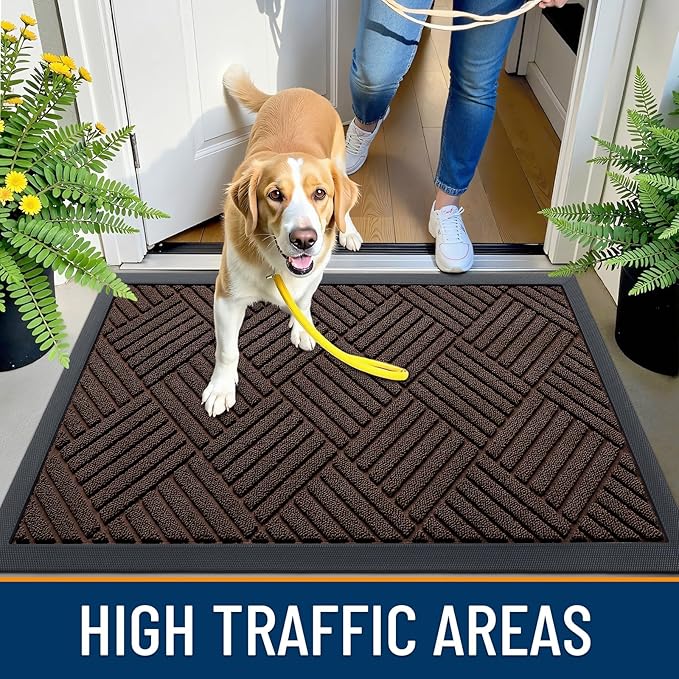 OLANLY Front Door Mat Outside Entrance 33x21, Heavy Duty Sturdy Natural Rubber - Image 5