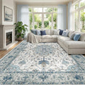 RELEANY Area Rugs Large 10'x14' Washable Non-Slip, Floral Vintage Distress by RELEANY