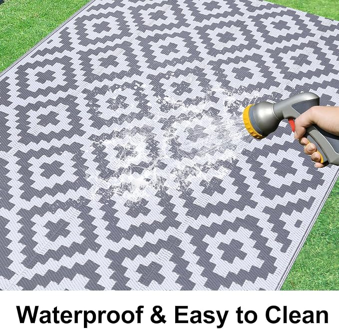 Smiry Waterproof Outdoor Rug 9X18 ft, Reversible Plastic Straw Patio Camping - Image 2