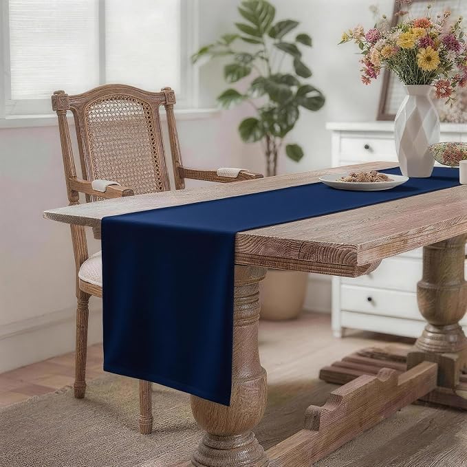 MEANMOY Navy Blue Table Runner 108 Inches Long Waterproof Table Runners | - Image 2