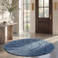 SAFAVIEH Florida Shag Collection 5' Round Light Blue / Blue SG471 Abstract Wave by Unknown