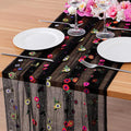 BINBE 6pcs Black Daisy Spring Table Runner Embroidery Gauze 10FT Florals by BINBE