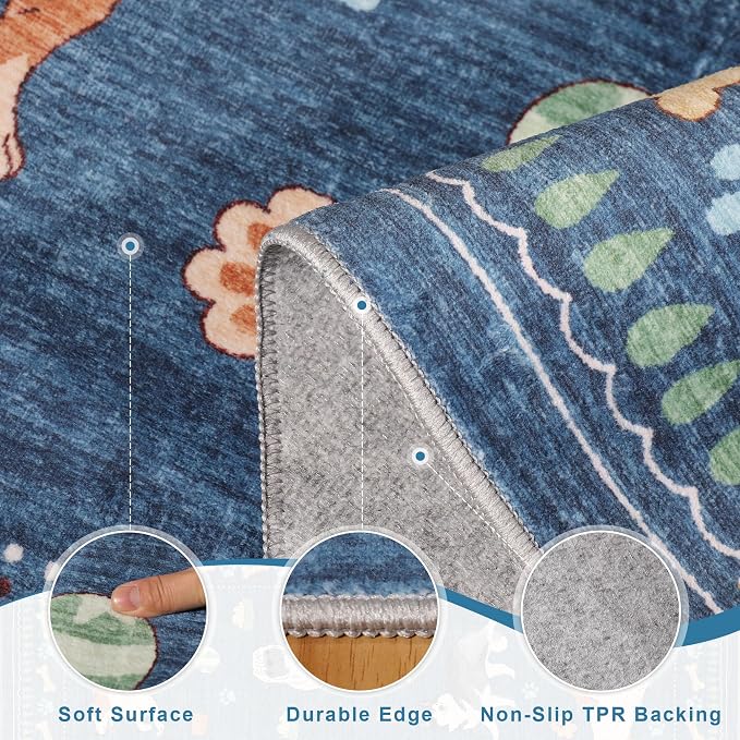 DUKINO 8x10 Area Rug, Non Slip Washable Animal Dog Rug - Image 5