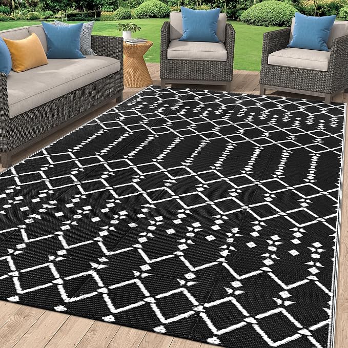 Smiry Outdoor Rug 6x9 ft, Waterproof Reversible Plastic Straw Rugs, Boho by Smiry