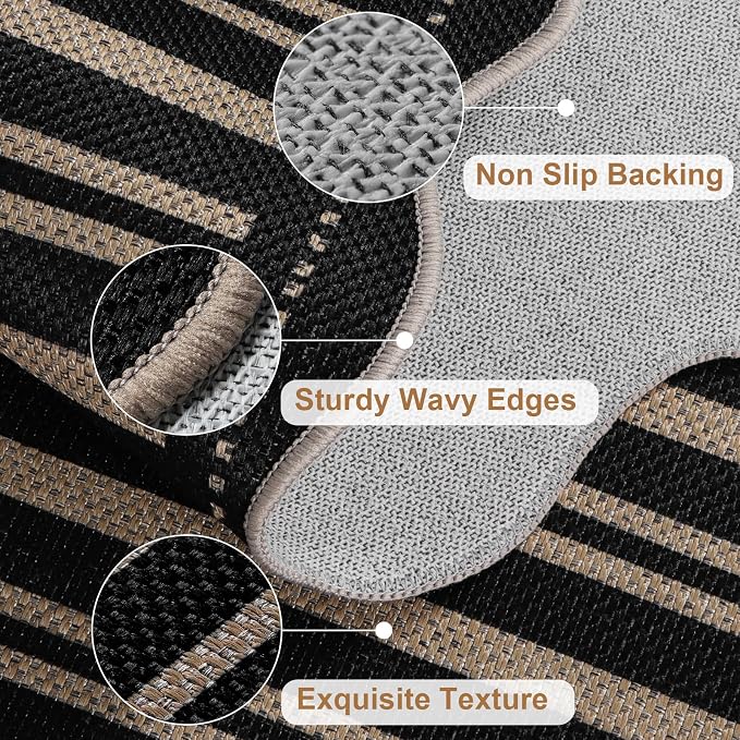 Striped Easy Jute Runner Rug, 2x6 Kitchen Rug Non Slip Washable Outdoor Runner - Image 4