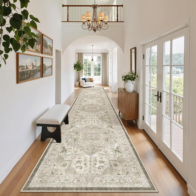 Madane Hallway Runner Rug 2'6''x14' Kitchen Runner, Non Slip Vintage Runners by Madane