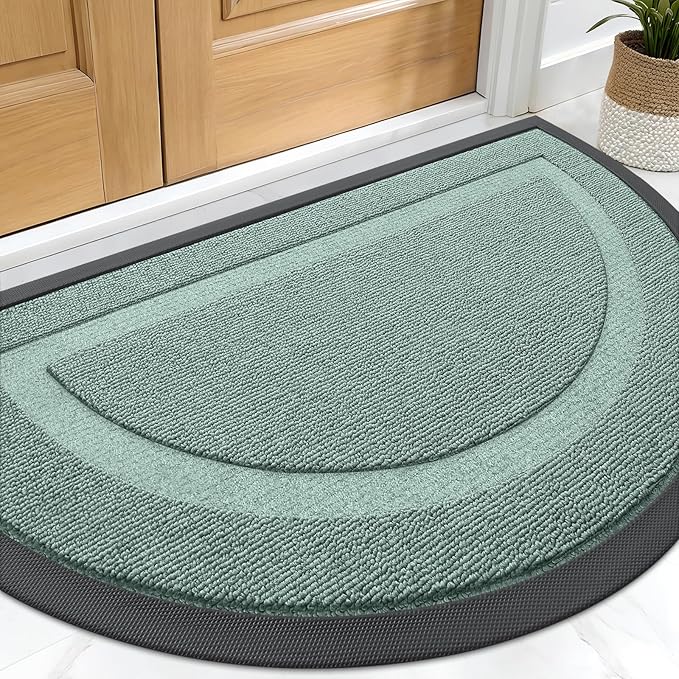 OLANLY Half Circle Door Mat Indoor Outdoor Entrance Welcome, Waterproof by OLANLY