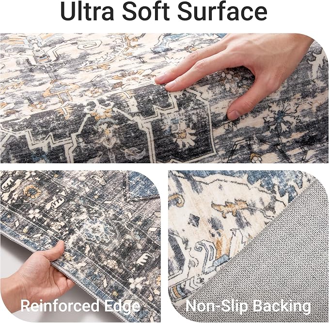 befbee 9x12 Area Rugs for Living Room, Ultra-Thin Washable Rug, Non-Slip - Image 3