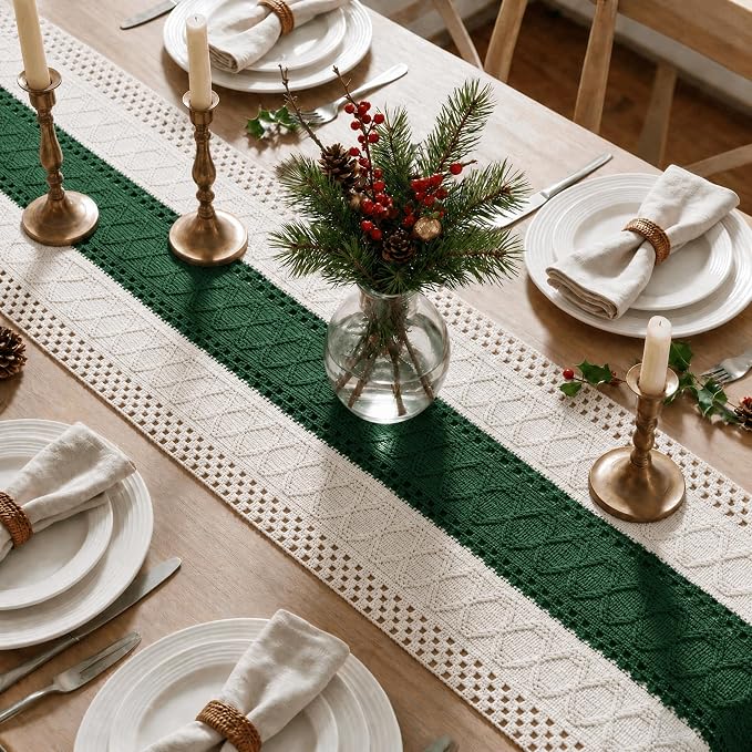 Artoid Mode Dark Green Farmhouse Rustic Table Runner 12x36 Inch | Seasonal - Image 3