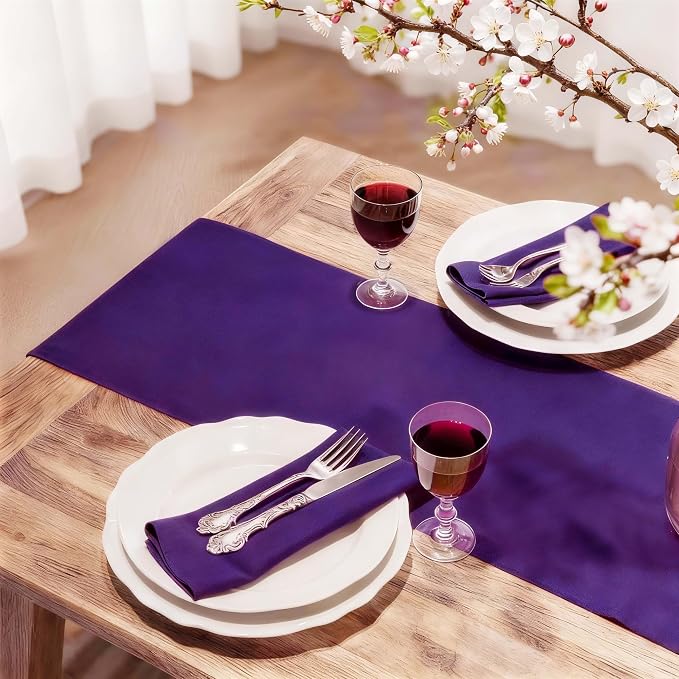 FOLINS&HOME Purple Waterproof Decorative Table Runner 36 Inches Long | 210GSM - Image 2