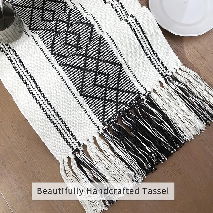 Woven Table Runners Farmhouse Style, Boho Table Runners 72 inches Long - Image 4