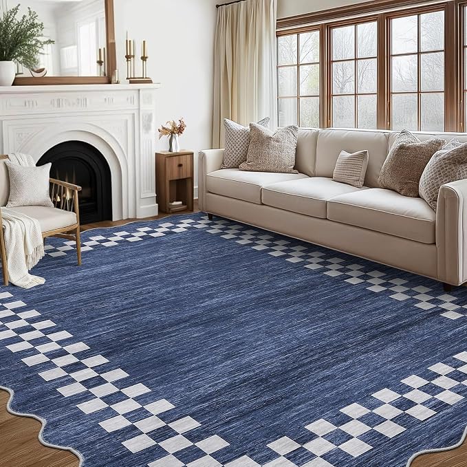 GarveeHome 10x13 Area Rug Large Living Room Scalloped Rug Non Slip Low Pile - Image 8