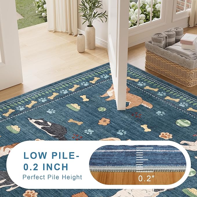 DUKINO 8x10 Area Rug, Non Slip Washable Animal Dog Rug - Image 7