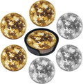 Gold Disco Ball Coasters Leather Round Drink Coasters 6 Pcs Set by Yopiiefa