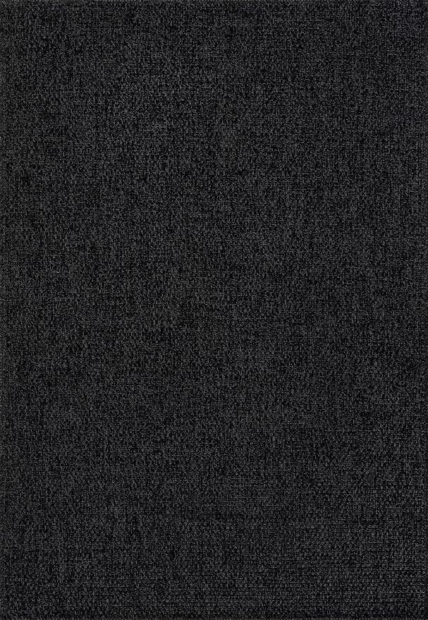 CAMILSON Easy Jute Rug 8x10, Indoor Outdoor Dark Gray Black Farmhouse Area Rugs - Image 3
