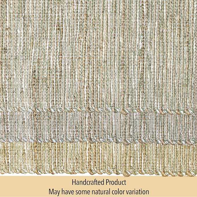 Natural Jute Table Runner, 13x48 Inch, Sage Green-White | Vintage Boho Rustic - Image 6