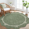 GarveeHome Scalloped Bow Rug for Living Room, 6ft Round Rugs Washable Solid by GarveeHome