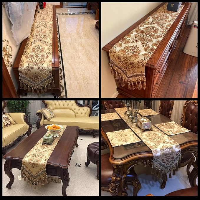 Luxury Velvet Gold Table Runner 189 Inches Long - Image 6