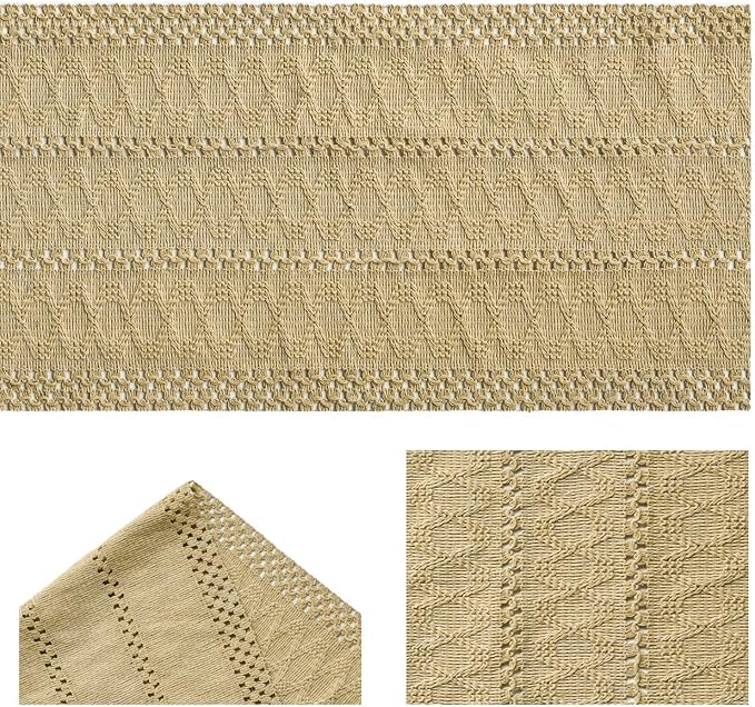 Artoid Mode Burlap Brown Woven Farmhouse Hollow Table Runner 12x48 Inch | - Image 5