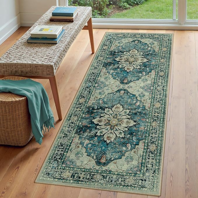 RELEANY Area Rugs Runner 3'x6' Washable Non-Slip, Floral Vintage Distress - Image 3