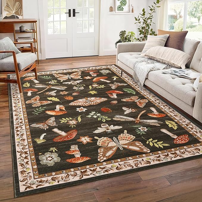 Mushroom 3x5 Area Rug Washable Non-Slip Small Indoor Rugs - Image 2